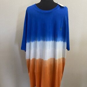 Polo Ralph Lauren Mens 2XLT Blue/Orange Classic Fit Tie Dye Polo Shirt Ombre NEW
